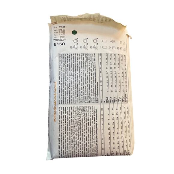 Vintage VOGUE PATTERN #8150 Size 12-16 sewing instructions uncut 1990s set - Picture 3 of 5